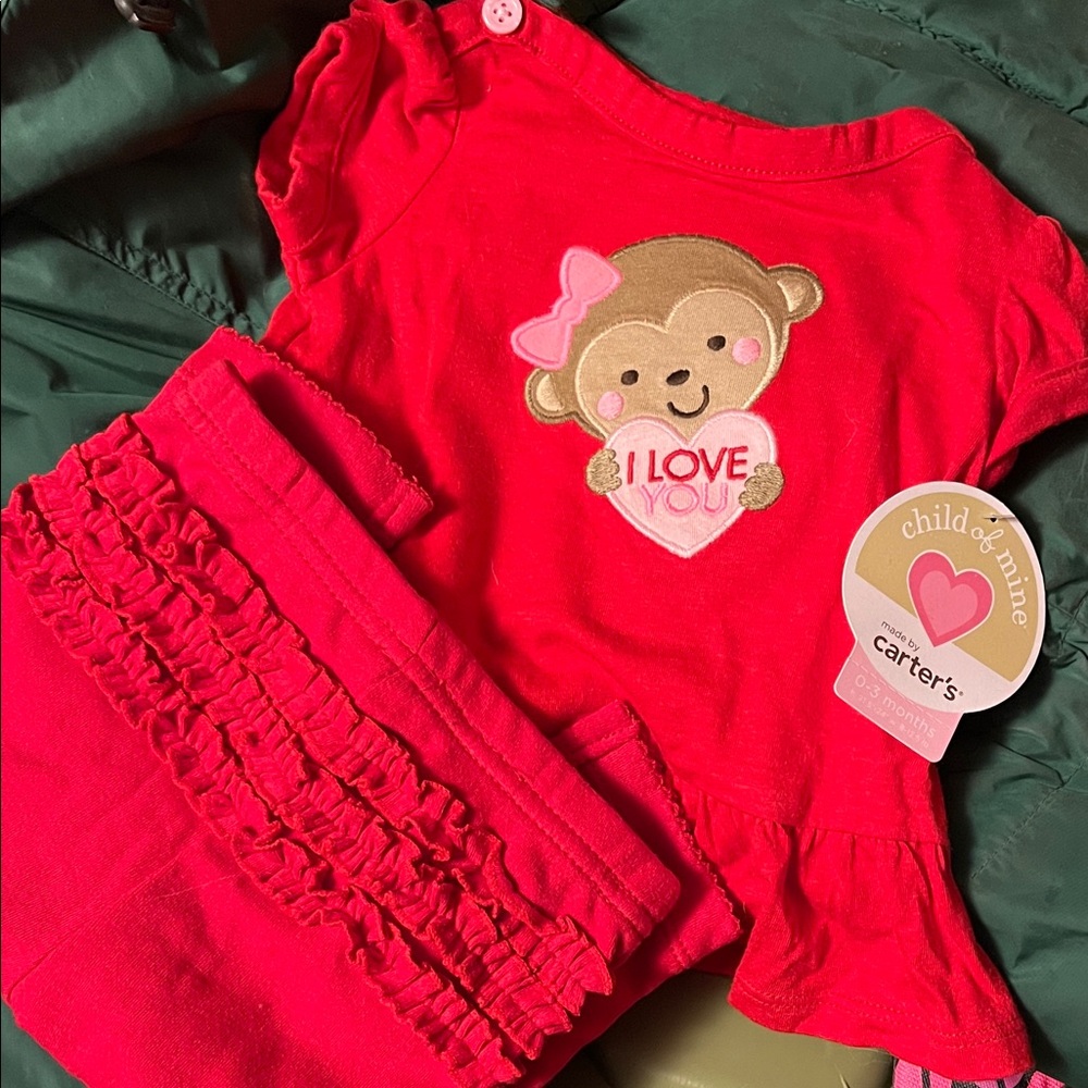 Carter's Pink Monkey Love Set